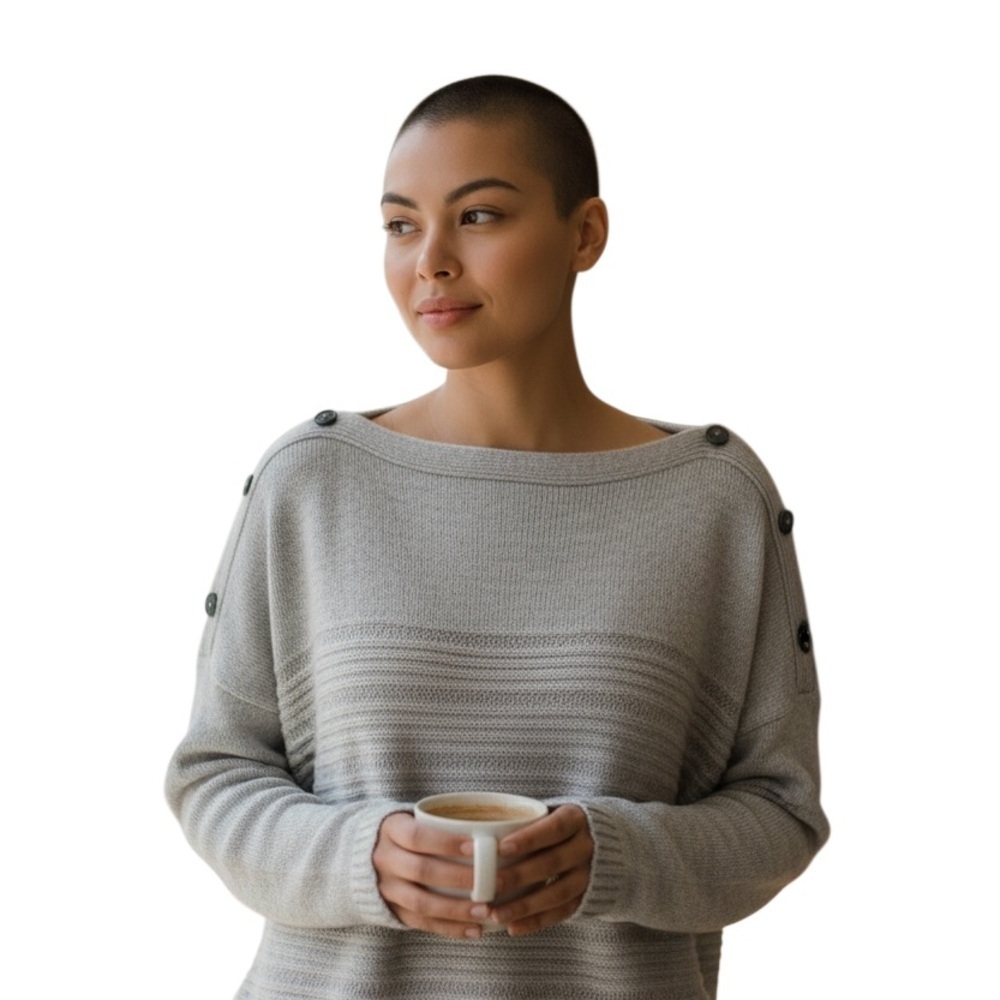 Prana Women's Light Gray Buttoned Sweater